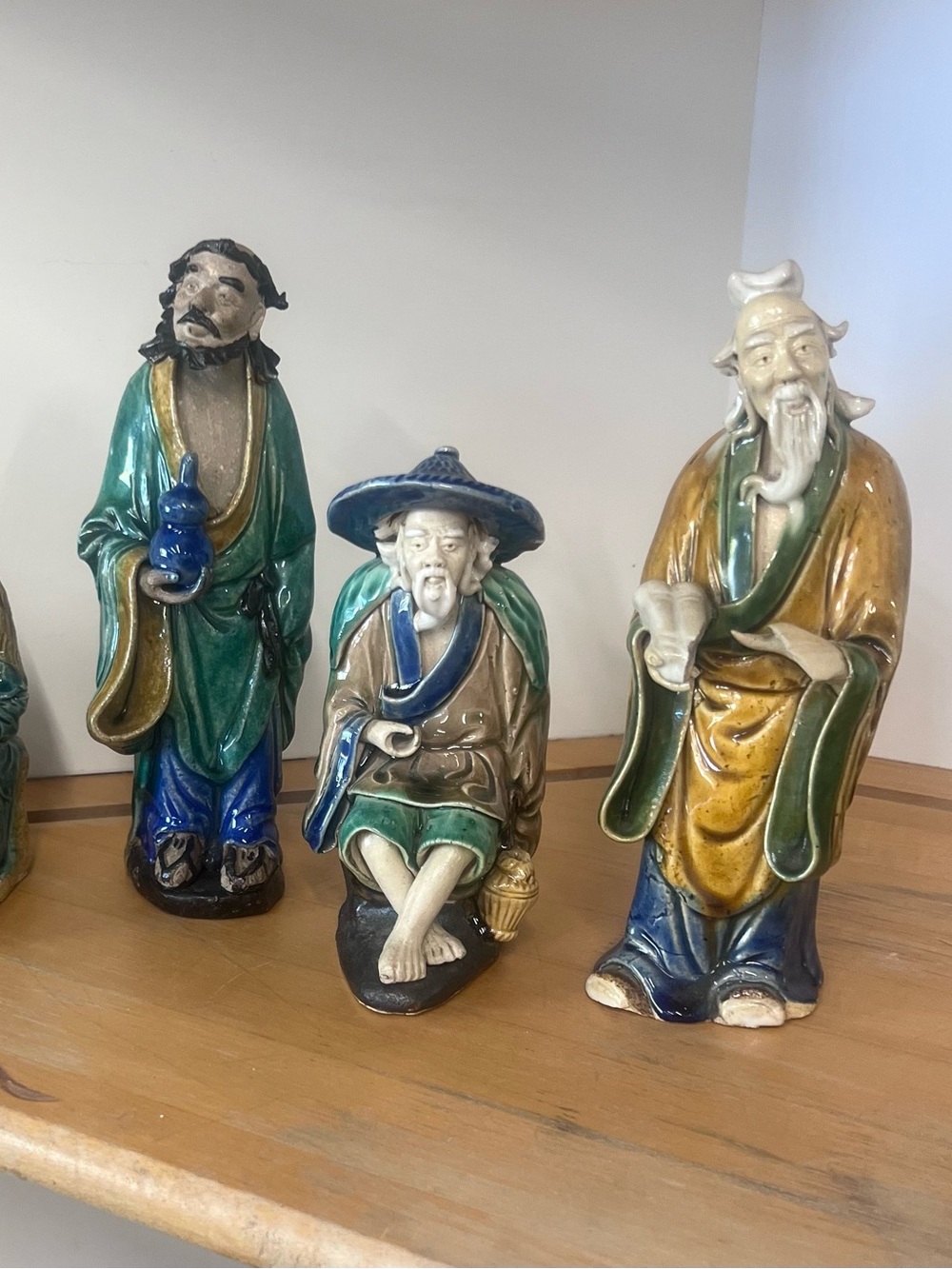 Lot of five vintage Chinese mud men figurines